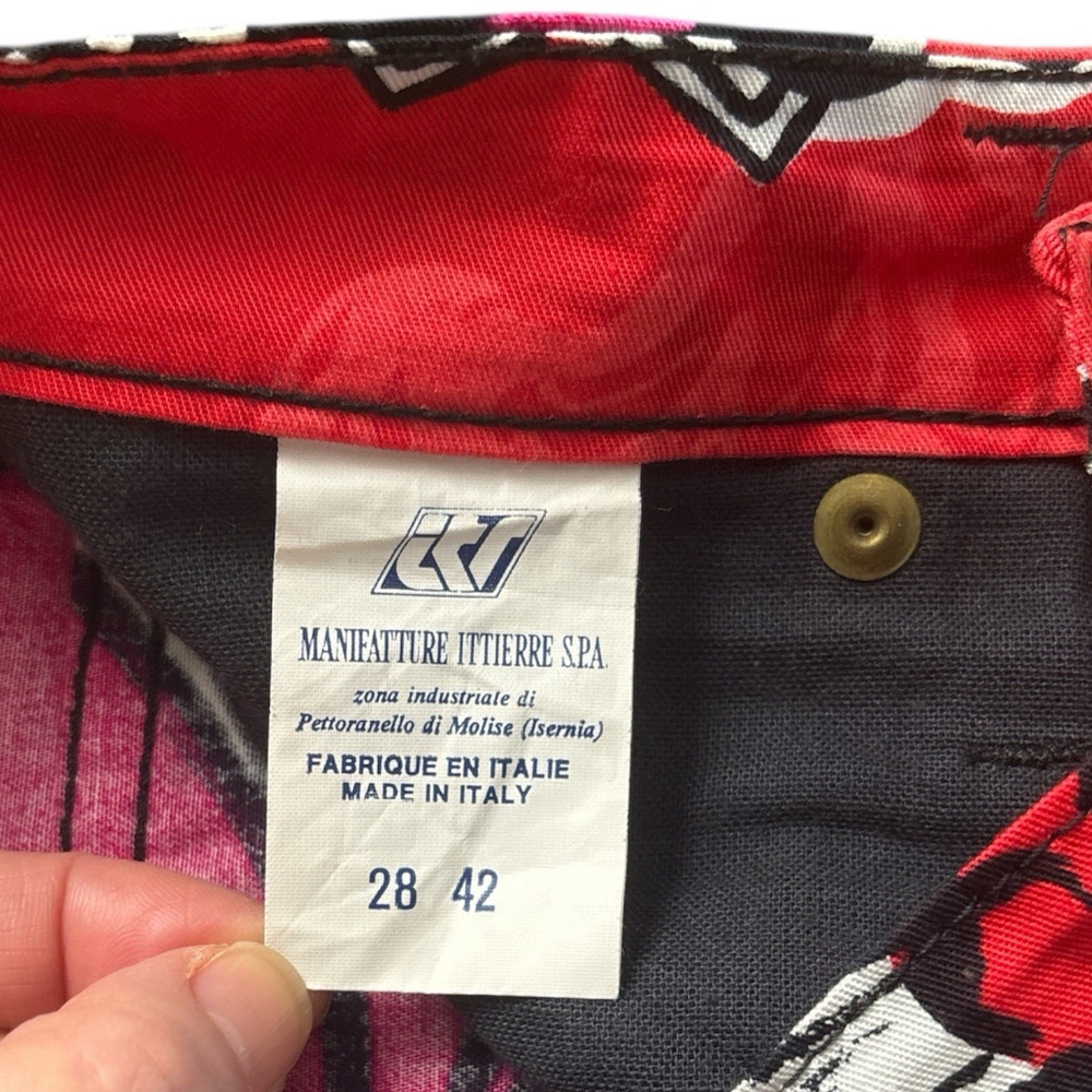 Versace Jeans Couture Vintage Abstract Floral Print Jeans Multicolor Size 28 42 - Picture 8 of 9